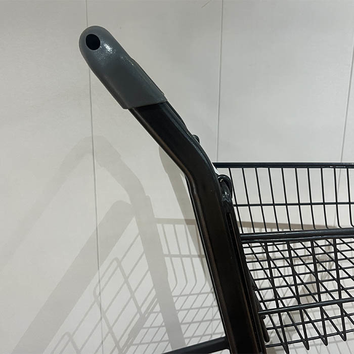 Double Layer Basket Cart Light Supermarket Metal Cart with 4-inch pu wheels