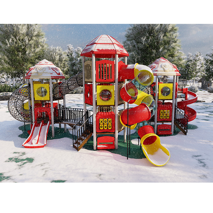 120cm Fall Height Plastic Slide Playground 20 Persons Capacity
