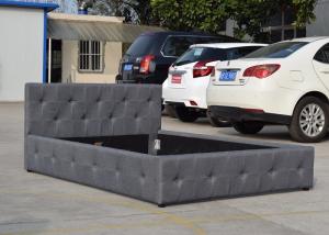 China Queen Tufted Gas Lift Storage Bed Upholstered Fabric Headboard wholesale