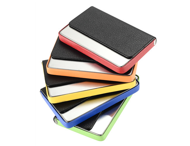 Brand Magnetic Card Case PU Leather Zinc Alloy Metal Card Holders Name