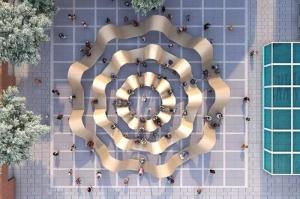 China Golden Matte Stainless Steel Sculptures Outdoor Plaza Large Public Sculpture wholesale