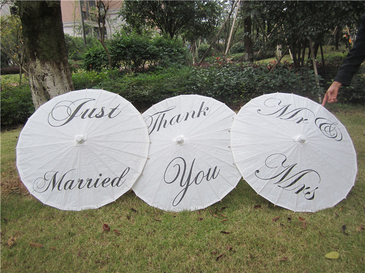 White Paper Wedding Parasol Umbrella Bridal Decorations 84cm Diameter