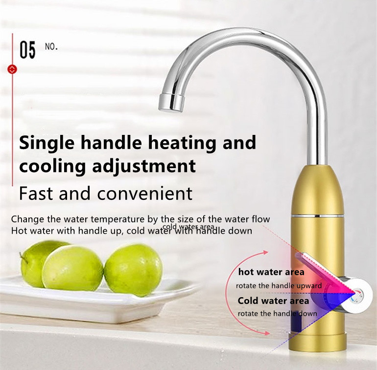 LCD Display Electric Kitchen Water Heater Tap 0.04-0.5MPA LVD For Sink