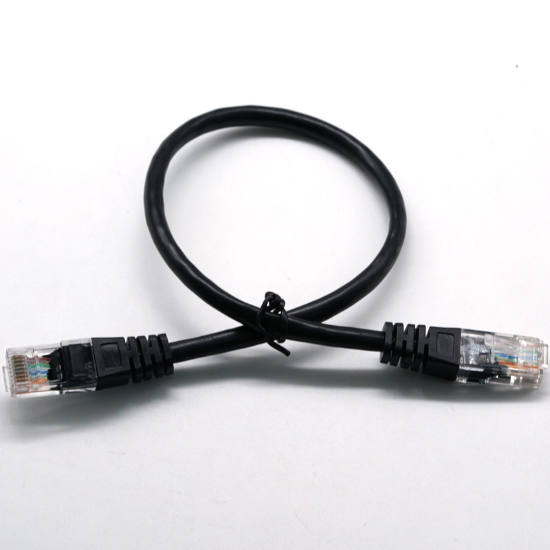 8Pin 24/26AWG Black Rj45 Ethernet Network Cable LAN Cable For Computer