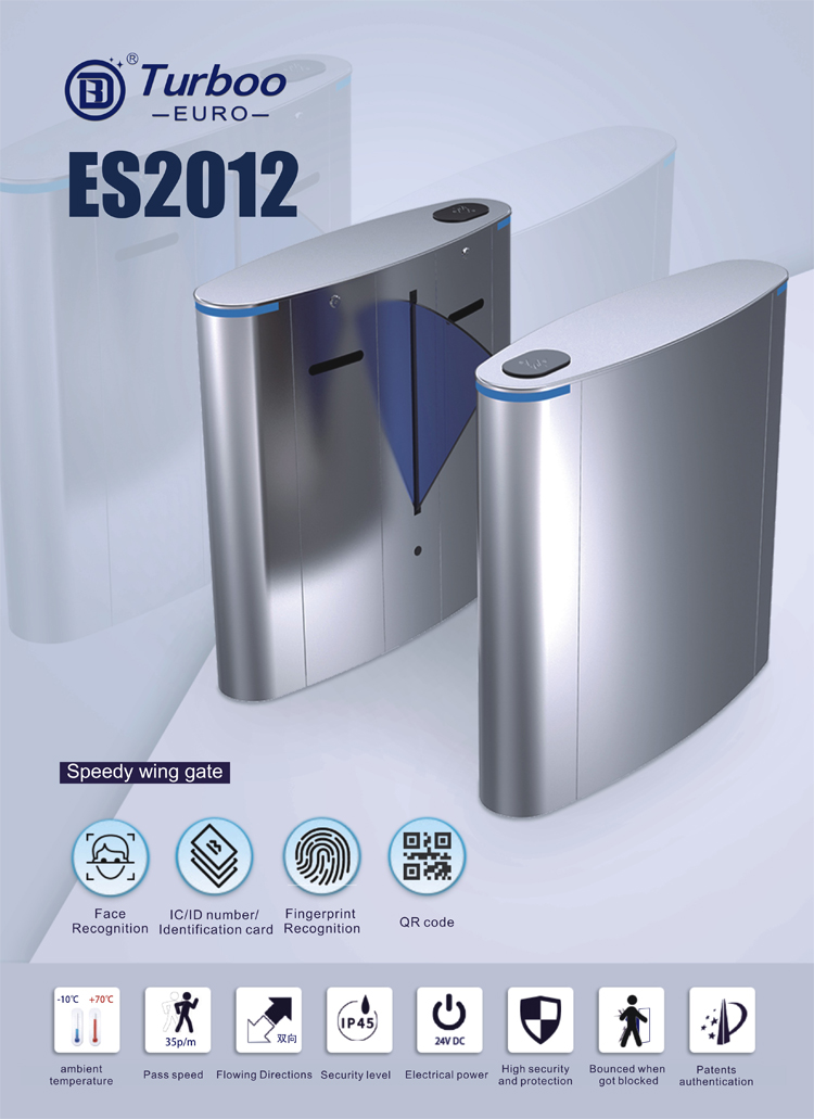 1.2mm SUS304 Flap Access Control Turnstile Gate 0.2s For Gym Metro