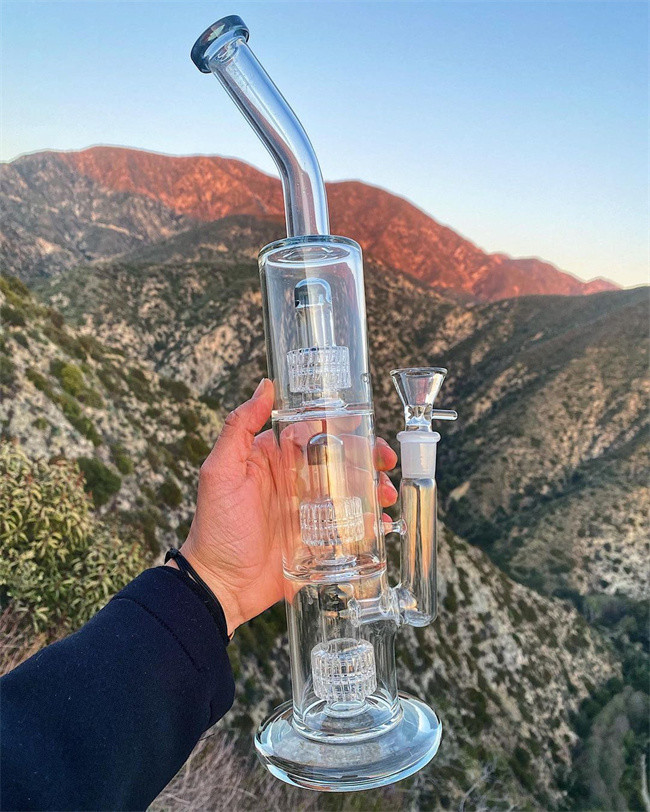 18.8mm 16.5" Water Pipes Glass Bongs Big Green Smoking Perc Hookah