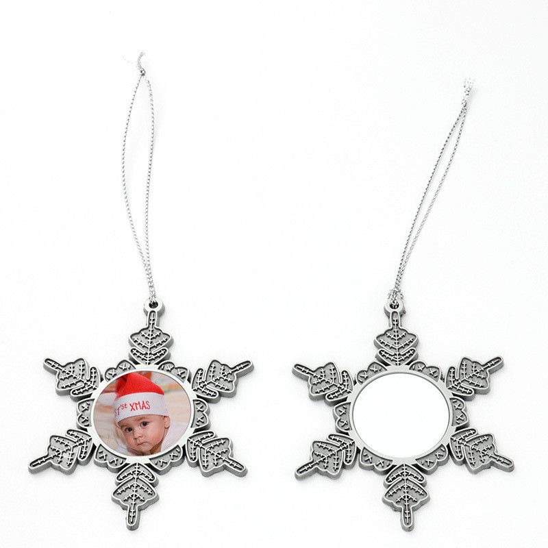 Custom Christmas Tree Ornaments Sublimation Christmas Blanks Metal Snowflake Ornament