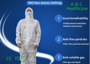 China White Hooded Disposable Coveralls Non Woven Safety Disposable Chemical Suit wholesale