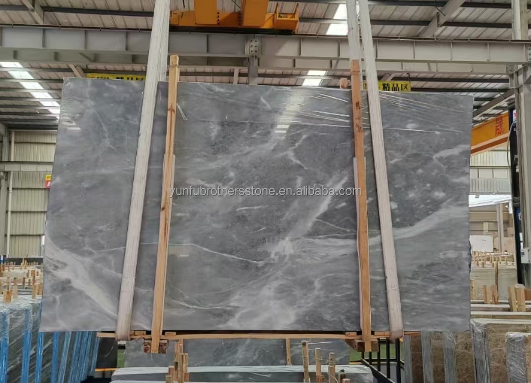 Popular Space Grey Marble Big Slab for Modern Light Gray Stairs in House and Hotel