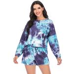 Fashion Tie Dye Pajamas Two Piece Set Sleepwear Long Sleeve And Shorts Ladies