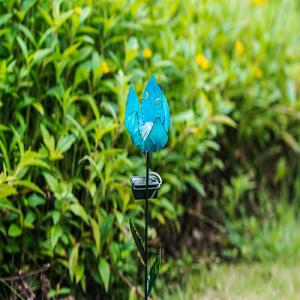 China Small Solar Flower Garden Ornaments Multicolor IP44 Solar Powered Metal Flowers wholesale