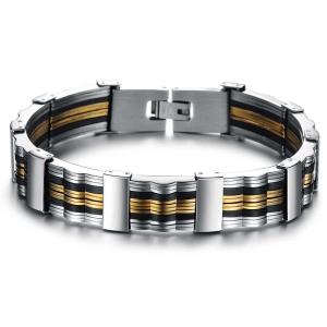 China Tagor Stainless Steel Jewelry Super Fashion Silicone Leather Bracelet Bangle TYSR112 wholesale
