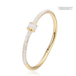 China 58X44mm 14k Gold Plated Kaleidoscope Bracelet Silver Rhinestone Bangle Bracelets wholesale