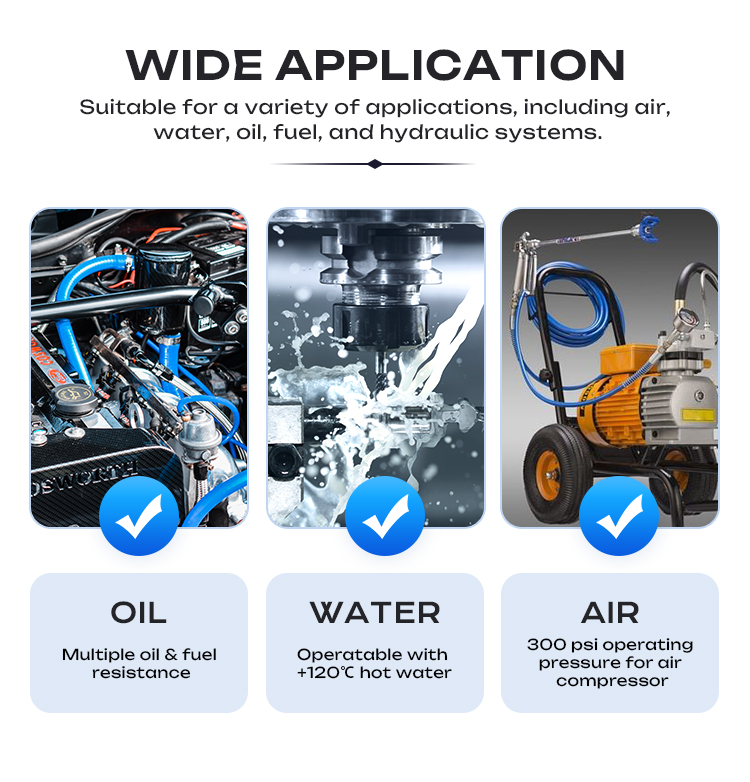 Factory 19mm Non Conductive Wearing Resistant Quick Connect Oil Resistant Gas Tight NBR Rubber Push Lock Hose Compressor