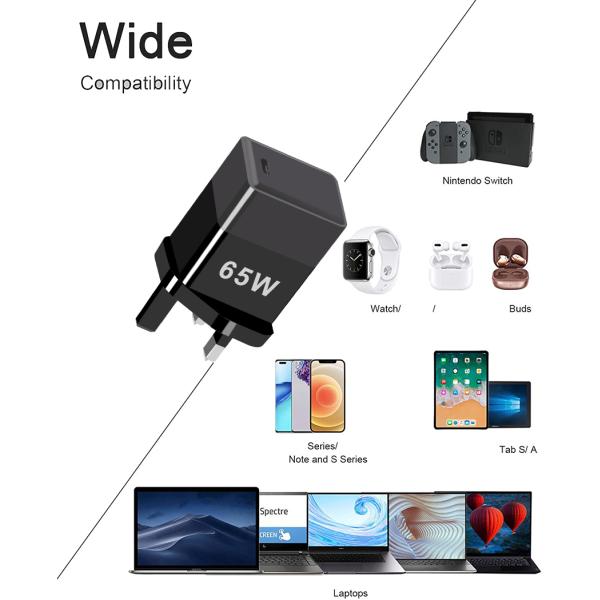 Phone Pd Quick Travel Type-C Usb C 65W Gan Charger Overcurrent Protection