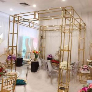 China Wholesale luxury golden stainless steel chuppah wedding furniture for event wholesale