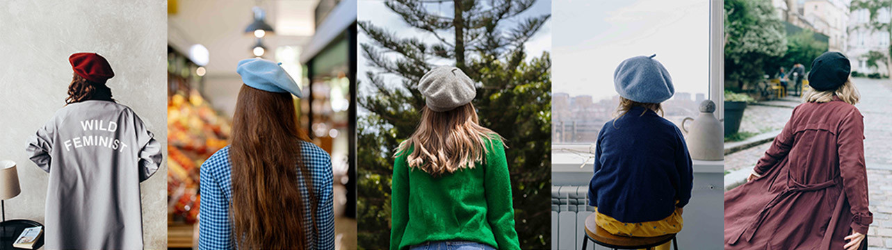Embroidery Beret Cap Hat Multi Color Wool Material For Winter