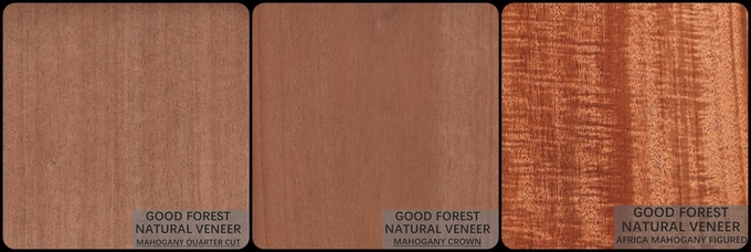 Hardly Mahogany Natural Wood Veneer Customized Crown Cut Grain