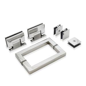 China Square Handle Glass Clamp Kit Sturdy Stainless Steel Hinge for Frameless Shower Door wholesale