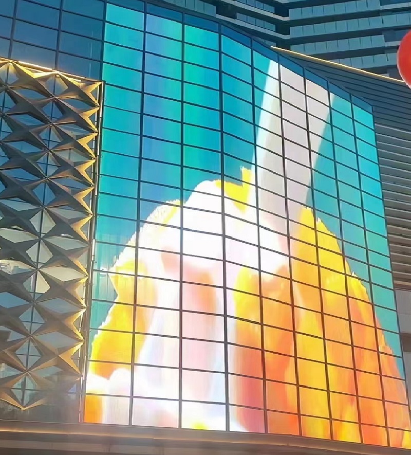 Full color indoor outdoor flexible video advertising super thin smart film glass adhesive led transparent film screen display