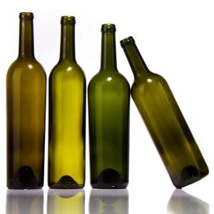 China 500ml Transparent Amber Green Blue Glass Red Wine Bottle With Cork for Cosmetic Packing wholesale