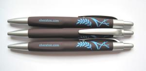 China rubber sprayed Sheraton hotel plastic ball pen wholesale