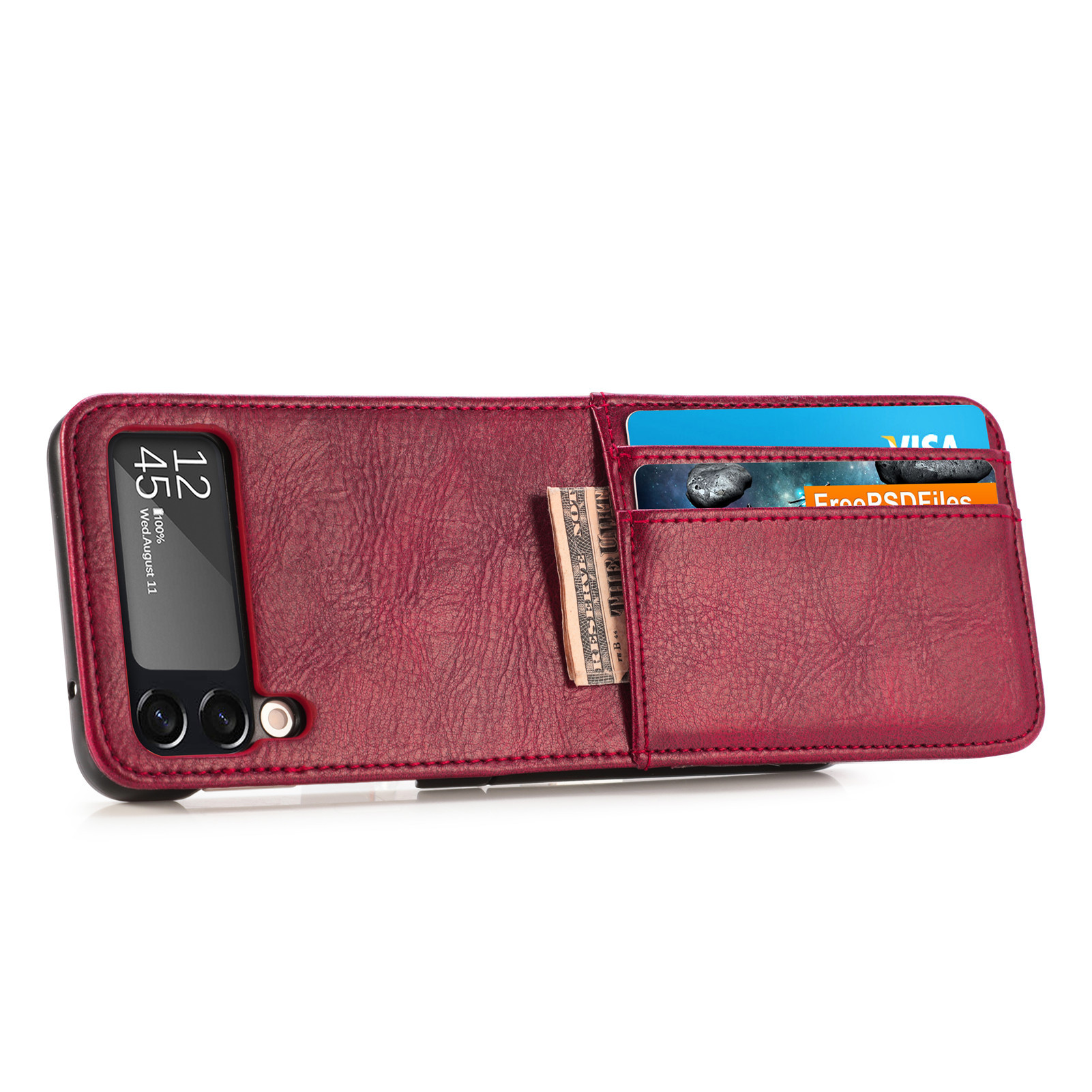 17*7.2*0.7cm Flip Mobile Phone Cases for Samsung Z Flip 3 5G in PU Leather