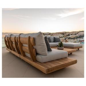 China Teak Wood Commercial Hotel Sofa Garden Set Furniture with Middle Sofa Size W100xH110cm wholesale
