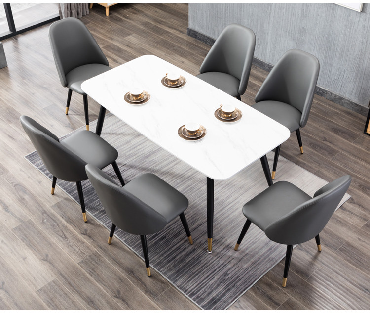 Luxury High Back Leather Dining Room Chairs With Metal Legs Customized