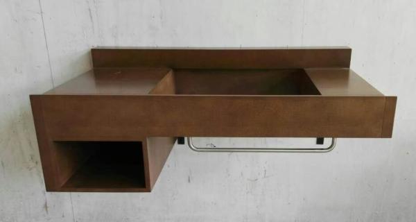 Economy Plywood wall hung bathroom vanity base with metal bar,wooden bathroom
