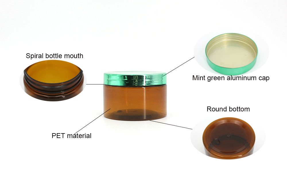 Amber PET 64mm 300ml Clear Cosmetic Jars