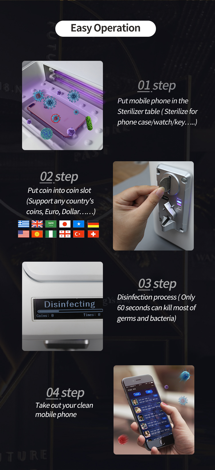 OEM Mini UV Zone Cell Phone Sanitizer For Mobile Shop