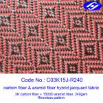 Jacquard Rhombus Carbon Aramid Fabric Black / Red Kevlar Carbon Fiber