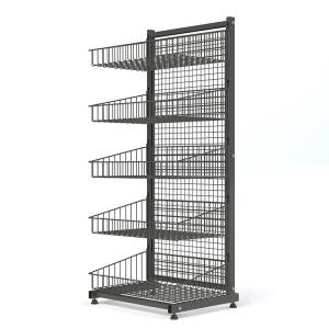 China Commercial Grocery Store Or Supermarket Display Racks Black Powerder Coating wholesale