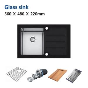 China Glass 22 Inch Undermount Kitchen Sink Square Single Bowl 56x48 wholesale