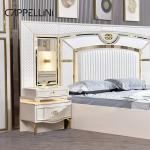 White Home Wooden Leather Queen Bed Set Villa Master Room Wood King Size Mdf