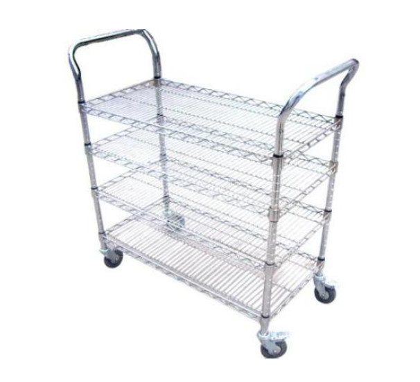 Customized Stainless Steel ESD Wire Shelf Trolley Cart Mesh Storage Antistatic Wire Trolley