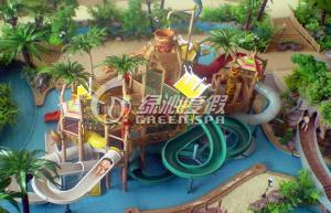 China Outdoor or Indoor Water House With Fiberglass Spiral Water Slide , Water Amusement Park wholesale