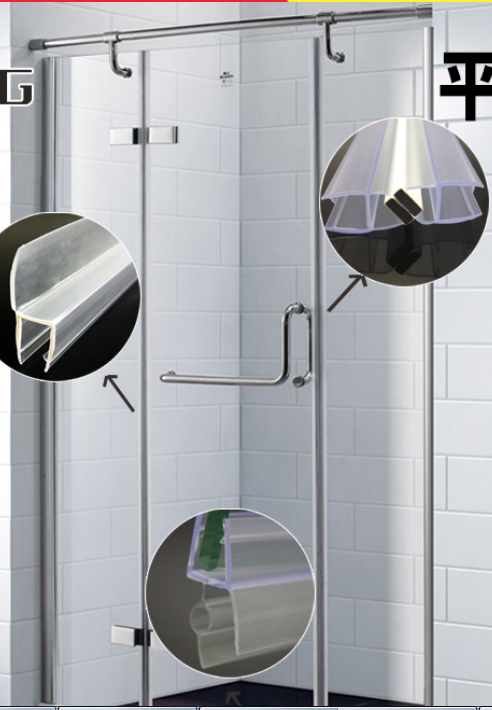 Frameless 6-12MM Tempered Glass Shower Door Sealing Strip with Waterproofing PVC Seals