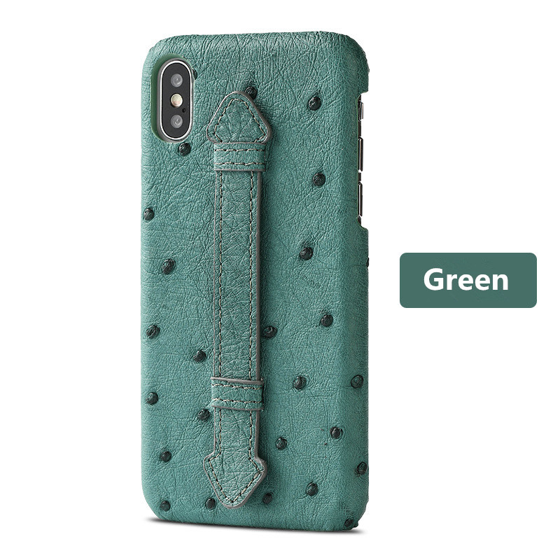 Luxury Handmade Ostrich Skin Leather Phone Back Case for iPhone XS Max 100% Test