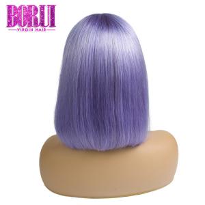 China Straight Light Purpple Short Bob Wig 180% Density Brazilian Soft Smooth wholesale