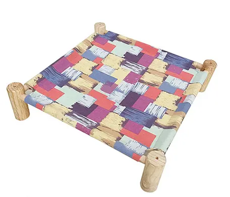 Cat and Dog Hammock Bed Wooden Cat Hammock Elevated Cooling Bed Detachable Portable Indoor Outdoor Pet Bed Suitable for Cats