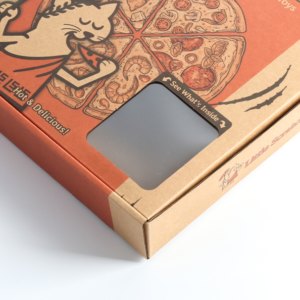 Custom Printed Pizza Box With Window Food Display Freshness Preservation No Minimum