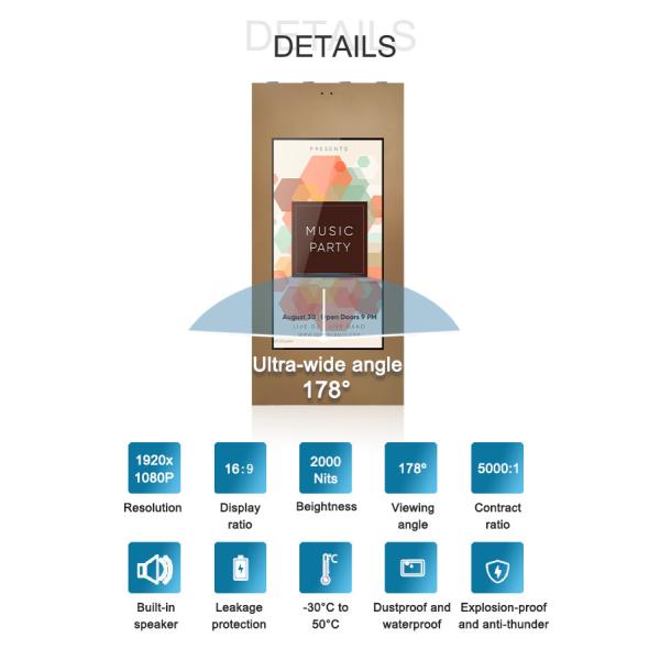 55 Inch Outdoor 2500nits LCD Screen For Advertisement To Display Media Content