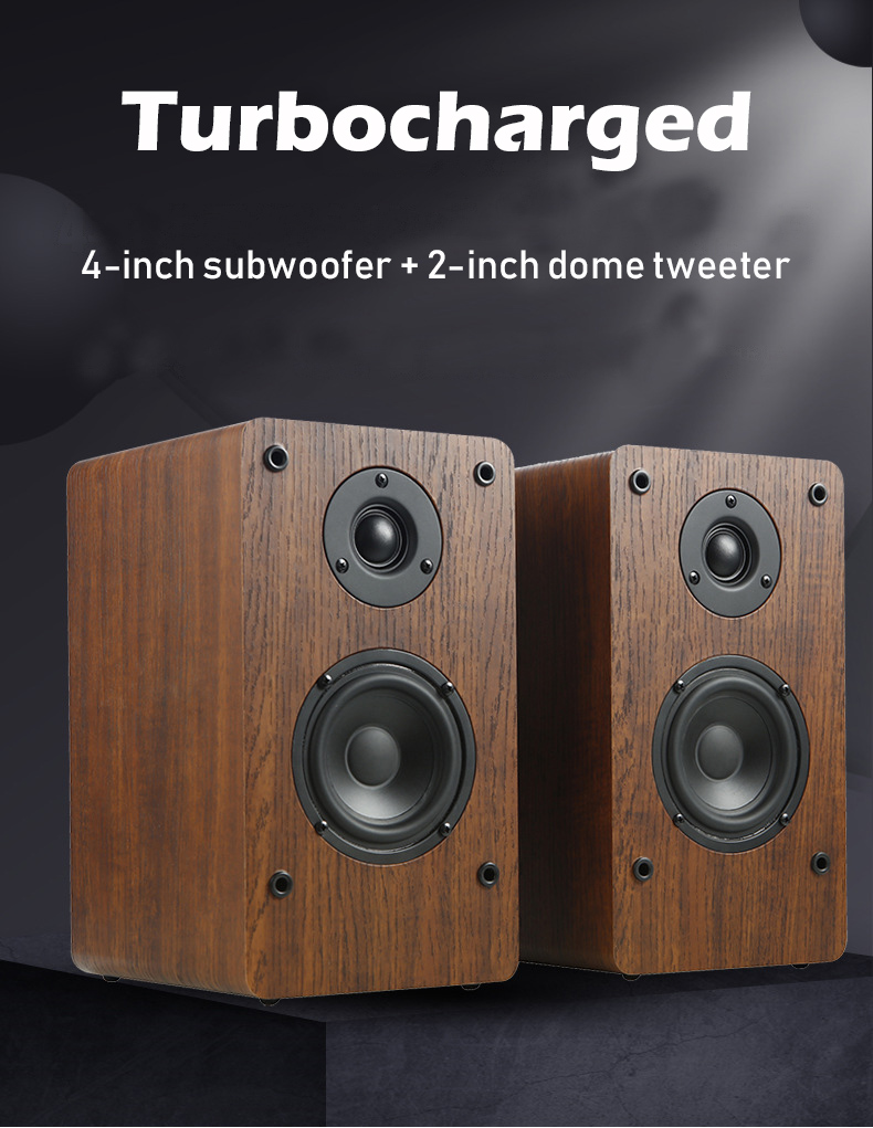 Multimedia Wood Bookshelf Speakers , Wireless Mini Hifi Bluetooth Speakers