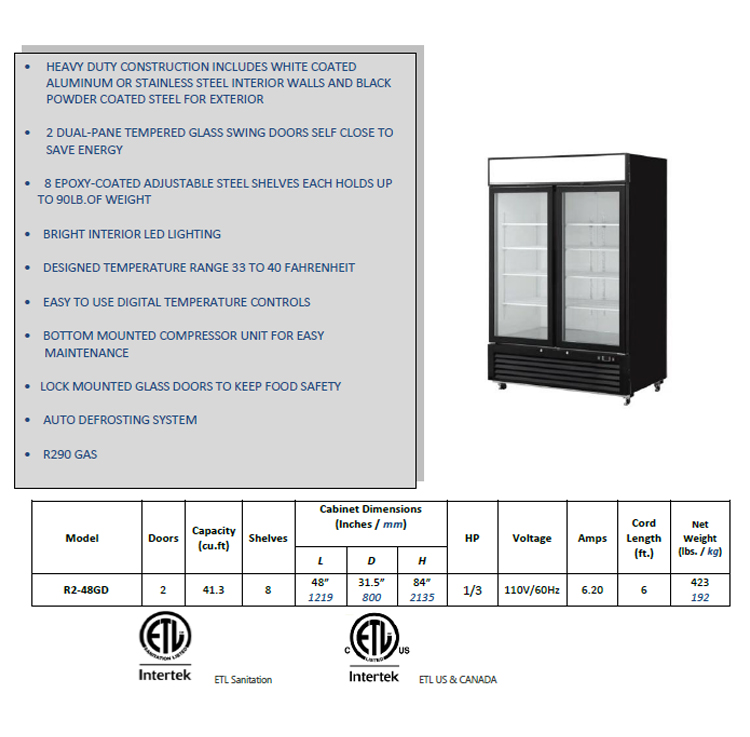 R290 GAS Commercial Upright Drinks Fridge Frozen Food Merchandiser 1170L