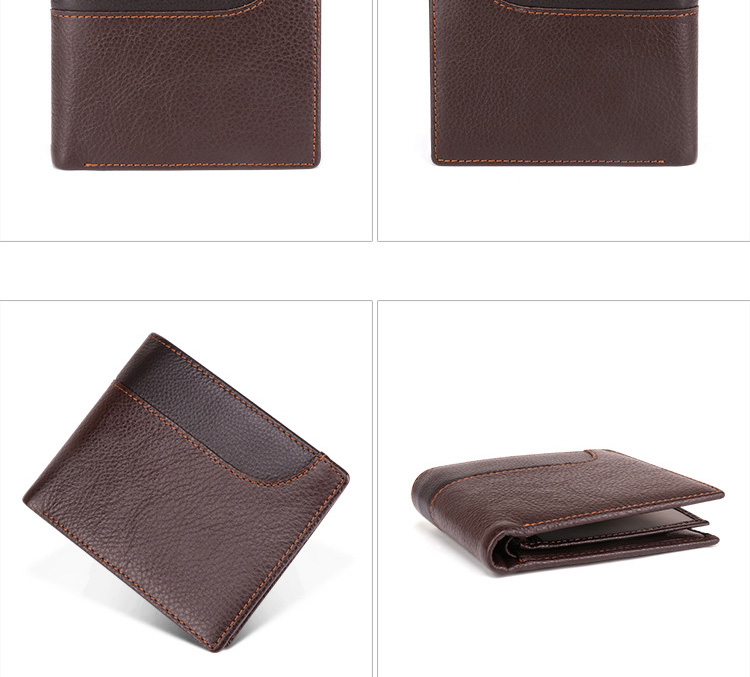 Multi Card Holder Business Retro Genuine Leather Men's RFID Blocking Anti-theft Wallet