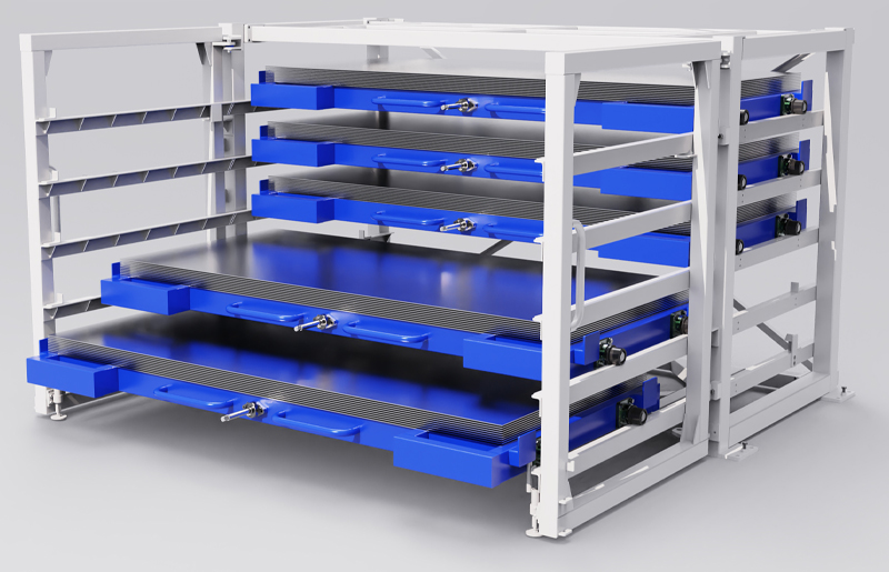 Hand-0perated Sheet Metal Storage Rack Sheet Drawer Roll-out Rack for Plate Storage