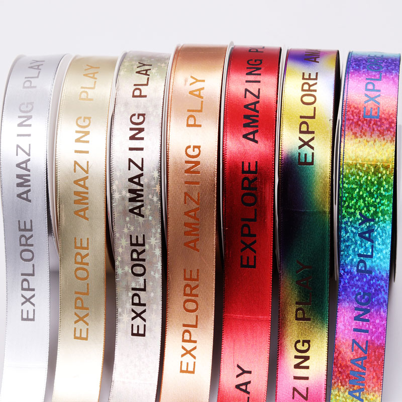 logo custom printed ribbon brand name printed satin ribbon