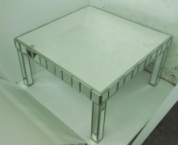 Square Mirror Top Coffee Table , Silver Full Mirror Coffee Table 45 * 45 * 65cm